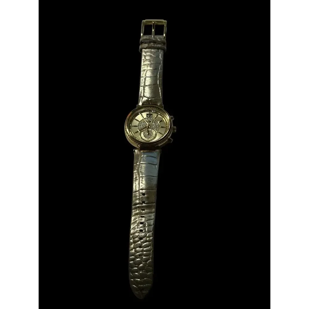 Michael Kors MK2444 Sawyer Champagne Dial Gold Leather Strap Chrono Women Watch